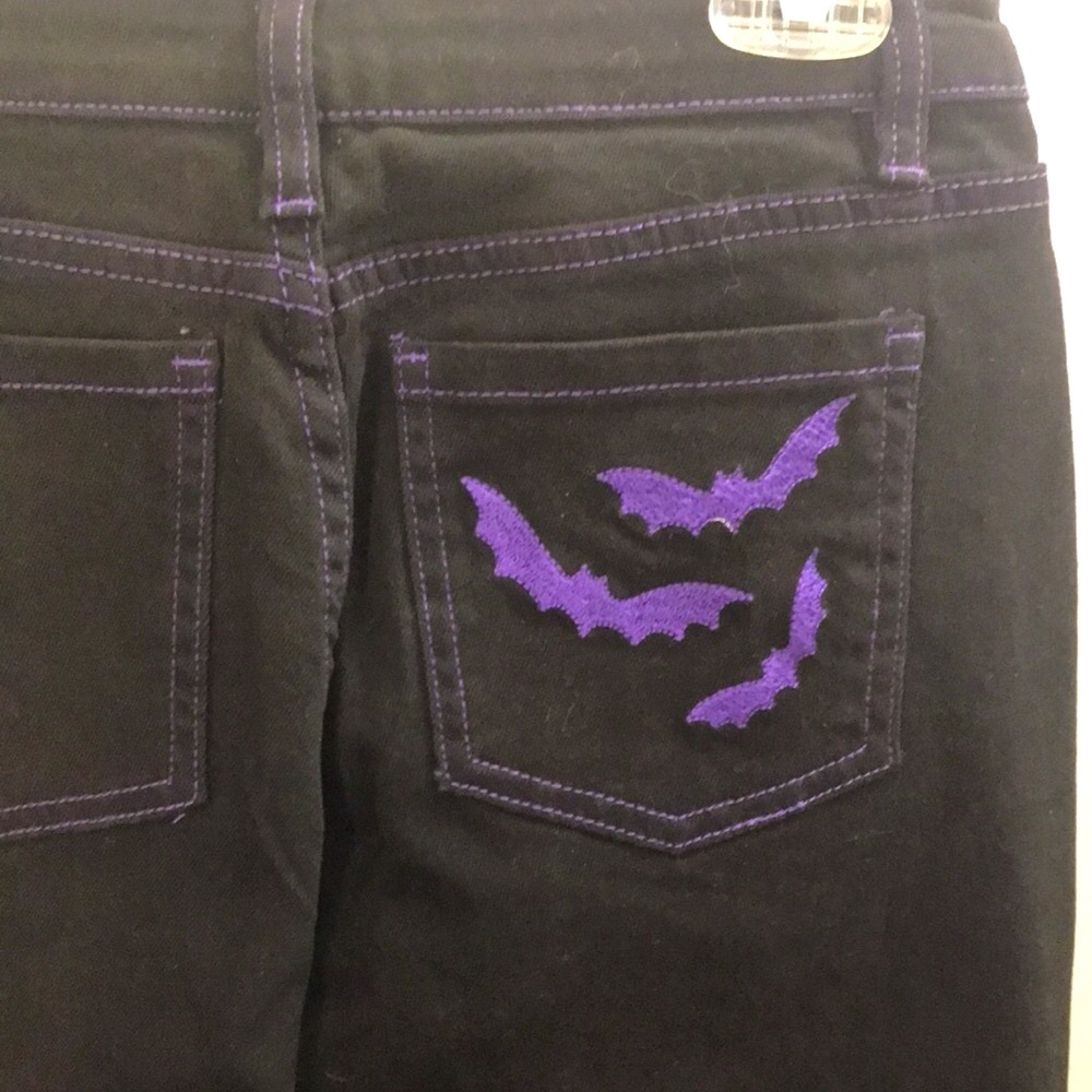 ✨🆕Dolls Kill x Graveyard Girls Black & Purple Flared bottoms Sz S!🦇BNWT!🖤💜 - Picture 6 of 9